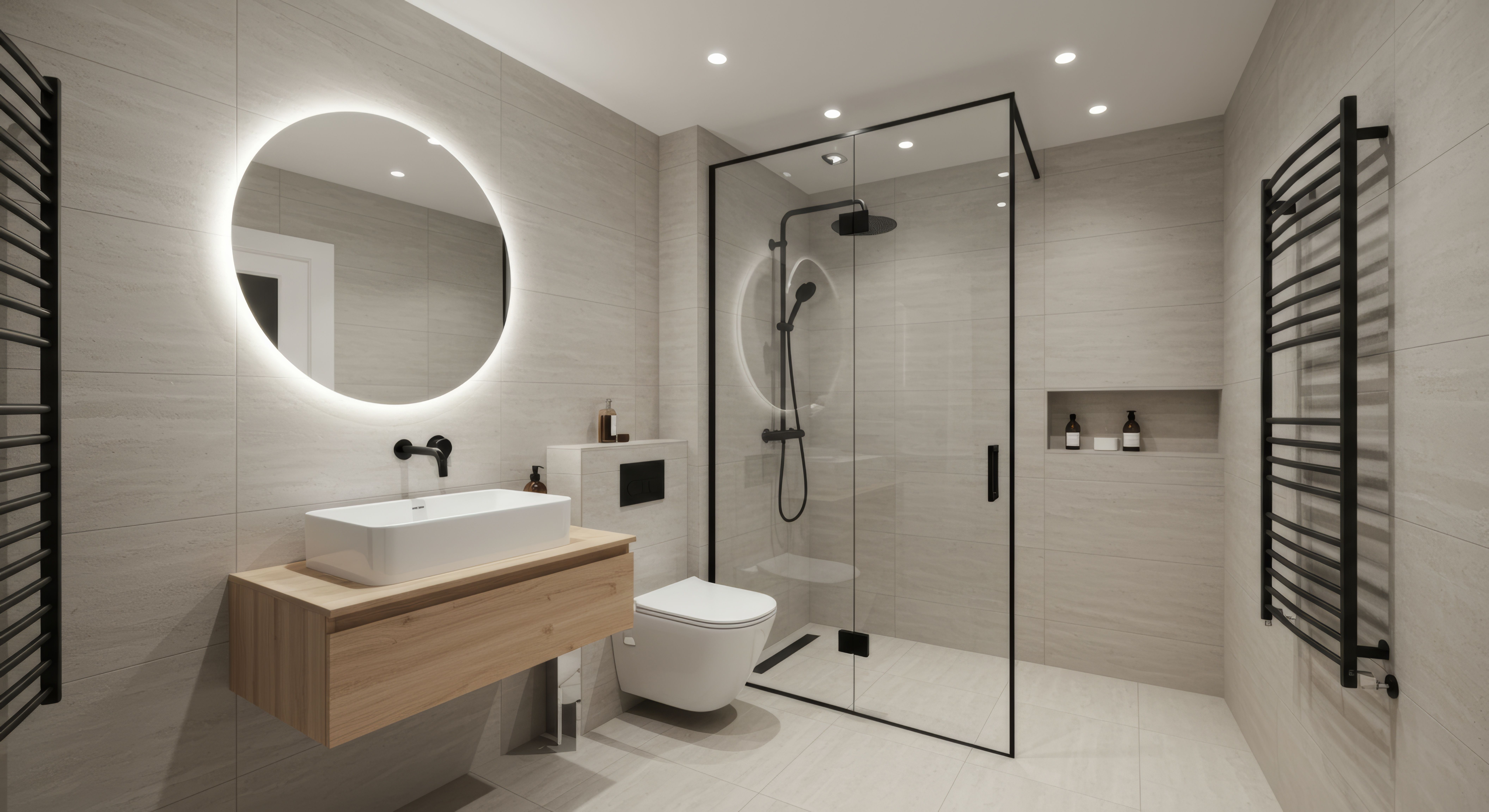 Modern gefliestes Badezimmer